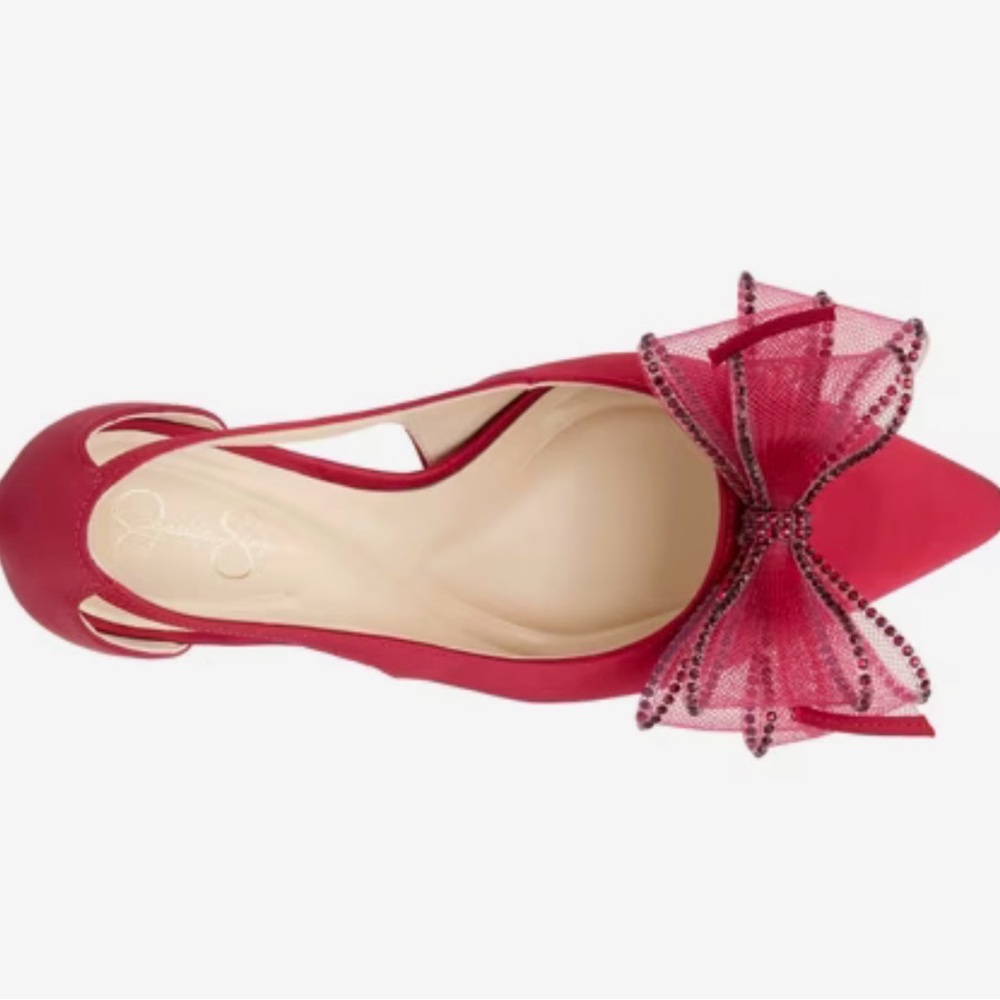 Jessica Simpson Coirah Red Satin Pumps with Statement Bow – Size 9 - Picture 13 of 16